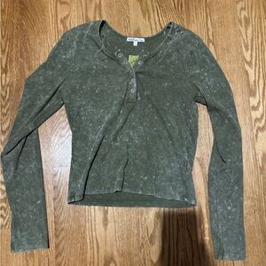 Green button up Long Sleeve Top